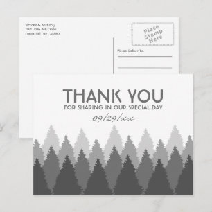 Grey Forest Range Woodland Wedding Thank You Postcard