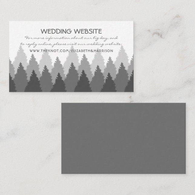Grey Forest Range Woodland Wedding Website Enclosure Card (Front/Back)