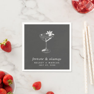 Grey Forever Always Wedding Cocktail  Napkin