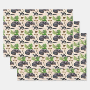 Grey Fox and Squirrel on Tan Decoupage Tissue Pape Wrapping Paper Sheet