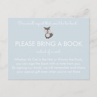 Grey Fox - Baby Shower Bring A Book Invitation Postcard