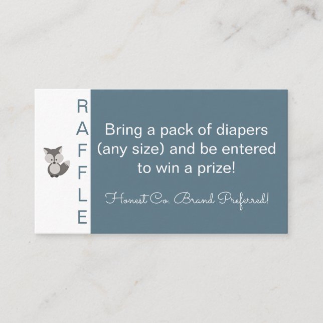 Grey Fox - Baby Shower Diaper Raffle Tickets Enclo Enclosure Card (Front)