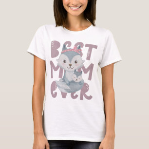 Grey Fox Mom and Cub - Best Mom Ever T-Shirt