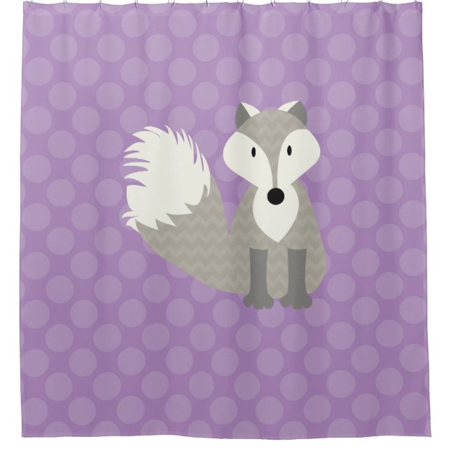 Grey Fox on Lavender Polka Dots (Front)