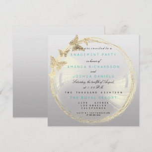 Grey Foxier Golden Bubble Wedding Engagement Ombre Invitation