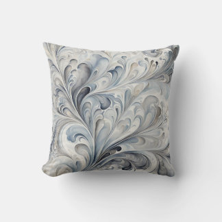 Grey Fractals Throw Pillow