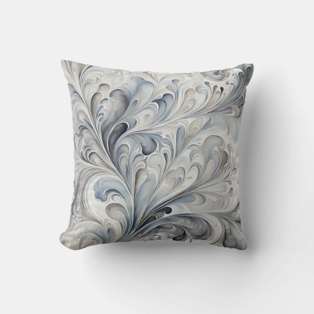 Grey Fractals  Throw Pillow (Front)