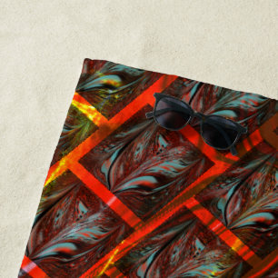 Grey 'framed eyes', grazes, squares or red grating beach towel