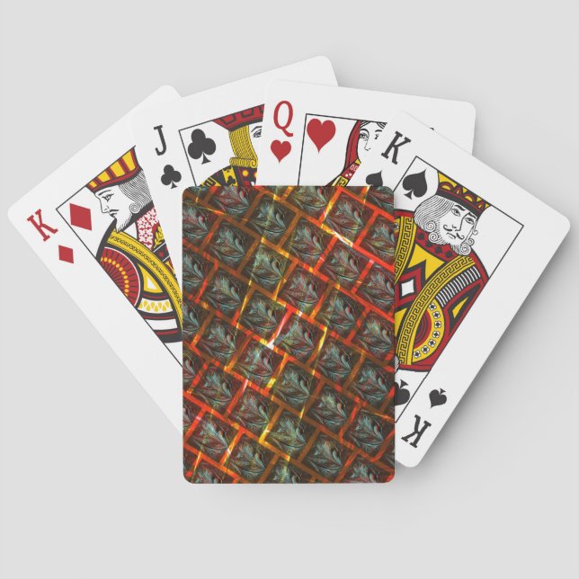 Grey 'framed eyes', grazes, squares or red grid. playing cards (Back)