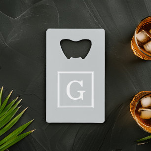 Grey Framed Monogram Credit Card Bottle Opener
