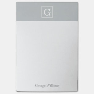 Grey Framed Monogram Personalized Post-it Notes