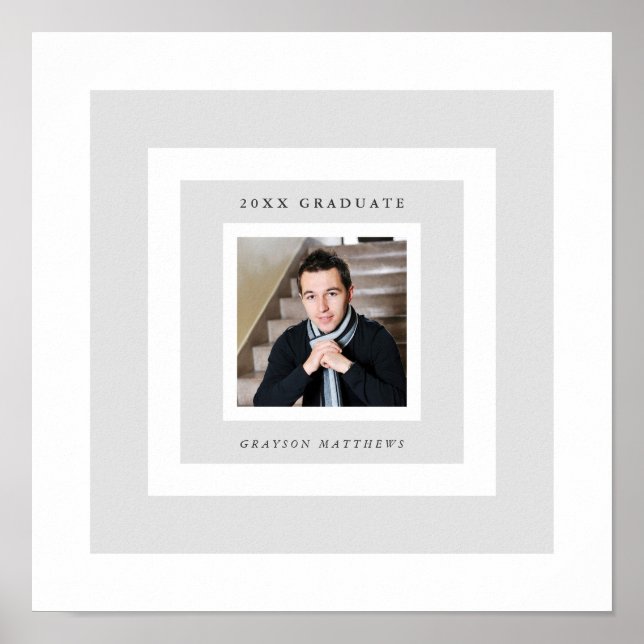 Grey Frames Photo Graduation Signature Poster (Front)