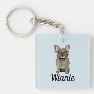 Grey French Bulldog Keychain