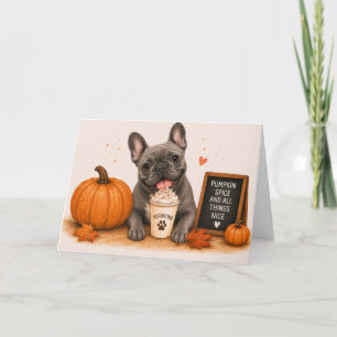 Grey French Bulldog Pumpkin Card