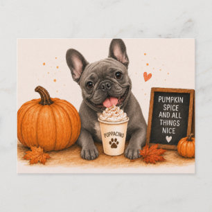 Grey French Bulldog Warm Pumpkin Spice Postcard