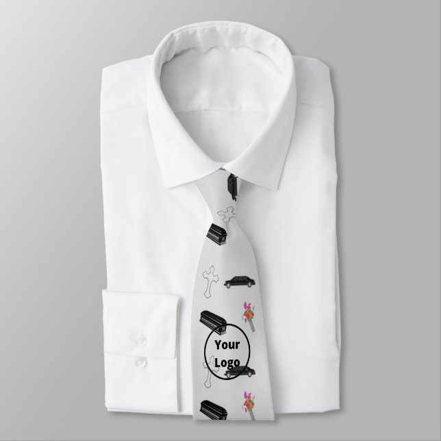 Grey funeral business pattern tie (Tied)