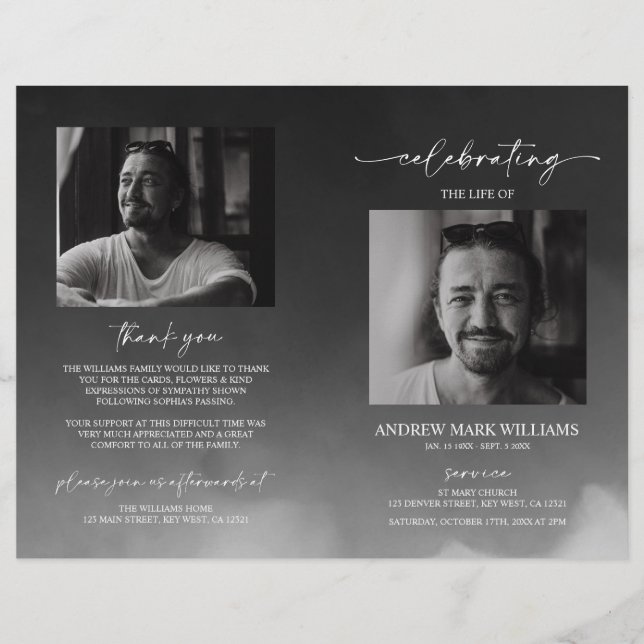 Grey Funeral Order of Service Folded Program (Front)