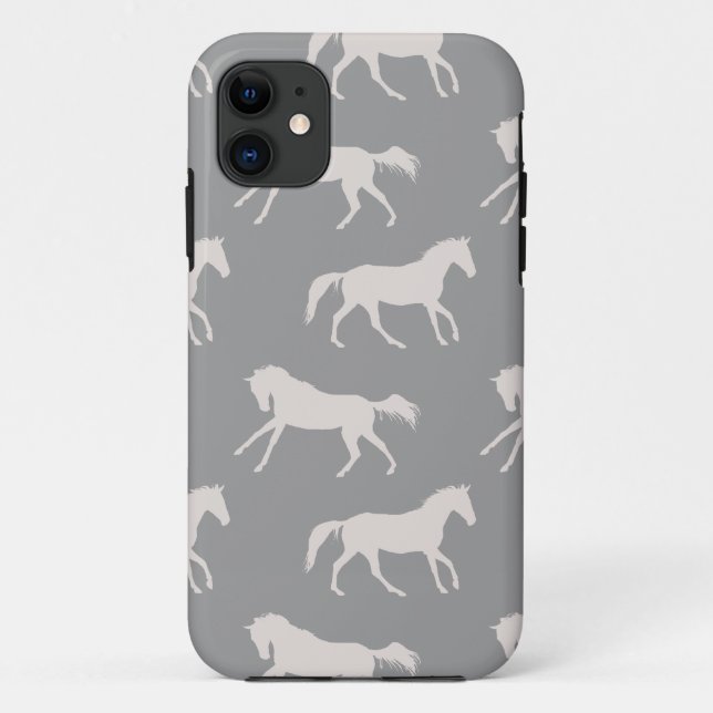 Grey Galloping Horses Pattern Case-Mate iPhone Case (Back)