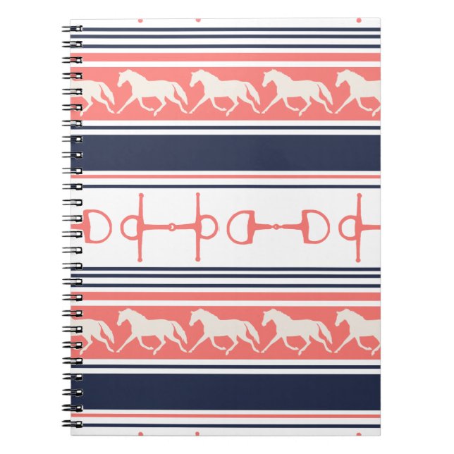 Grey Galloping Horses Pattern Notebook (Front)