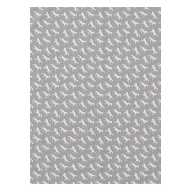 Grey Galloping Horses Pattern Tablecloth (Front)