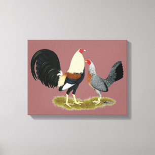 Grey Game Fowl Pair Canvas Print