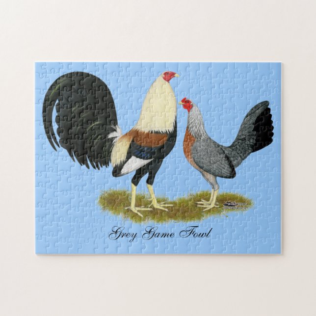 Grey Game Fowl Pair Jigsaw Puzzle (Horizontal)