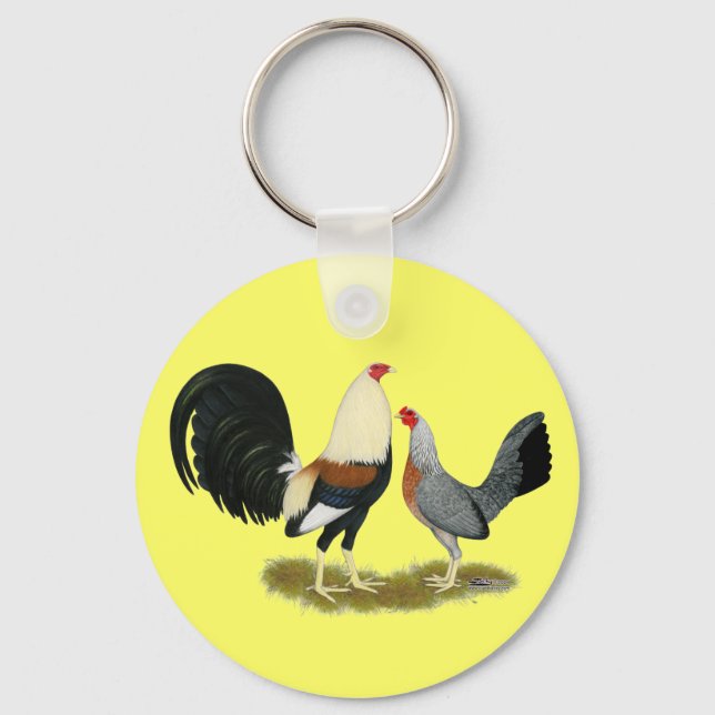 Grey Game Fowl Pair Keychain (Front)
