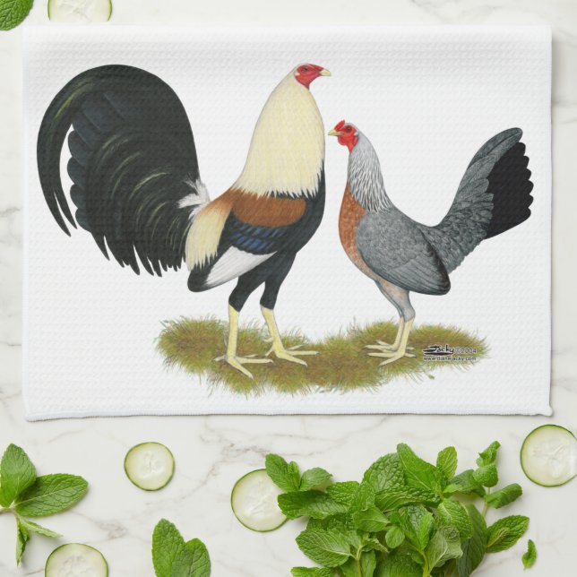 Grey Game Fowl Pair Kitchen Towel (Folded)