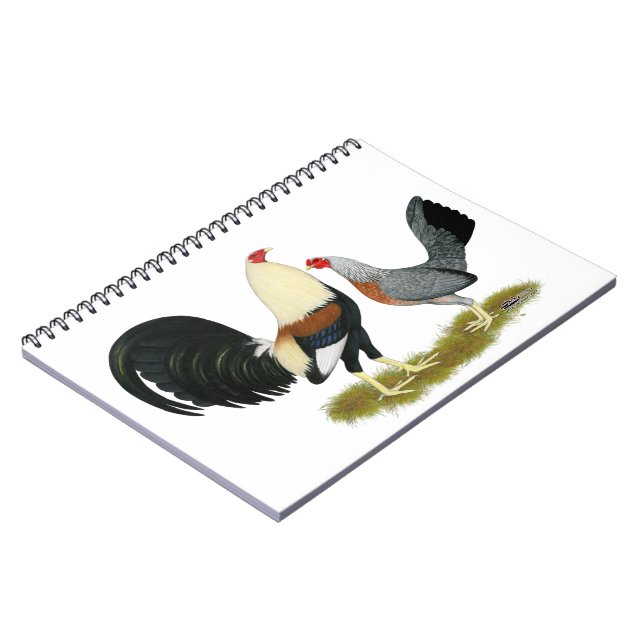Grey Game Fowl Pair Notebook (Left Side)