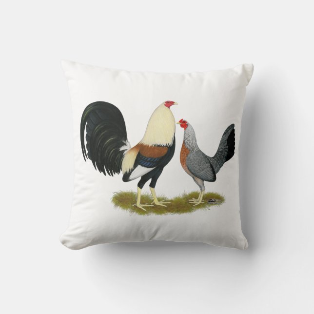 Grey Game Fowl Pair Throw Pillow (Front)