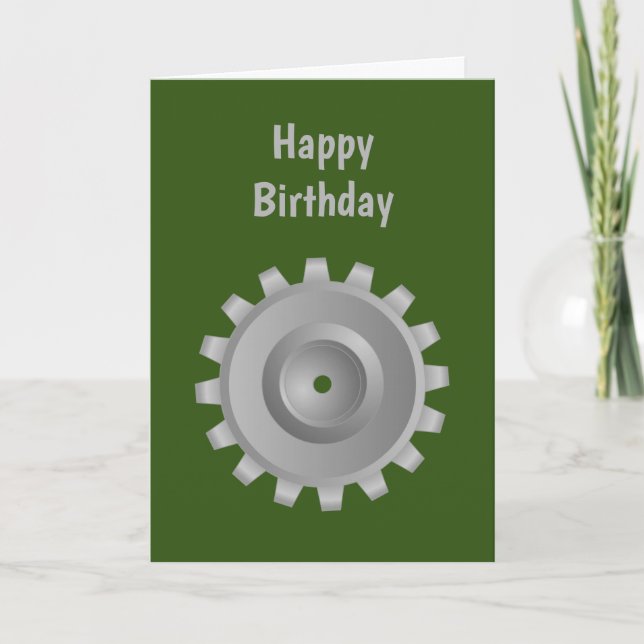 Grey Gear Birthday Card (Front)