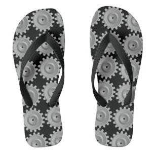 Grey Gear Flip Flops