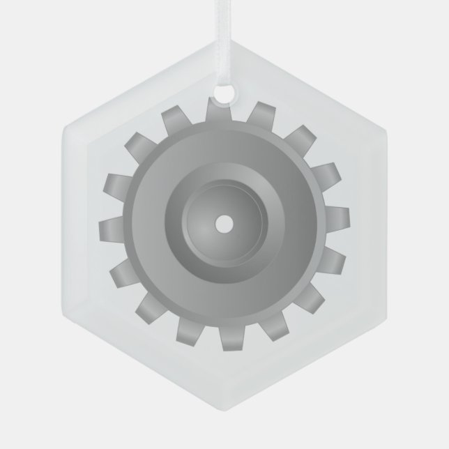 Grey Gear Glass Ornament (Front)
