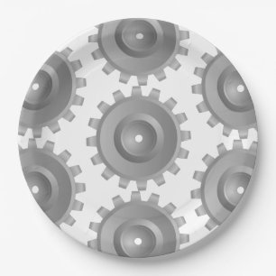 Grey Gear Paper Plate