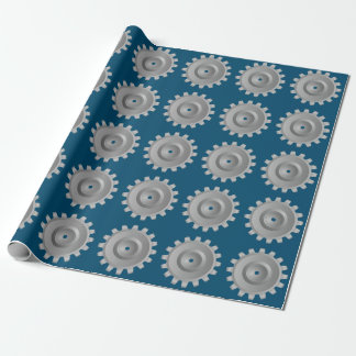 Grey Gear Wrapping Paper