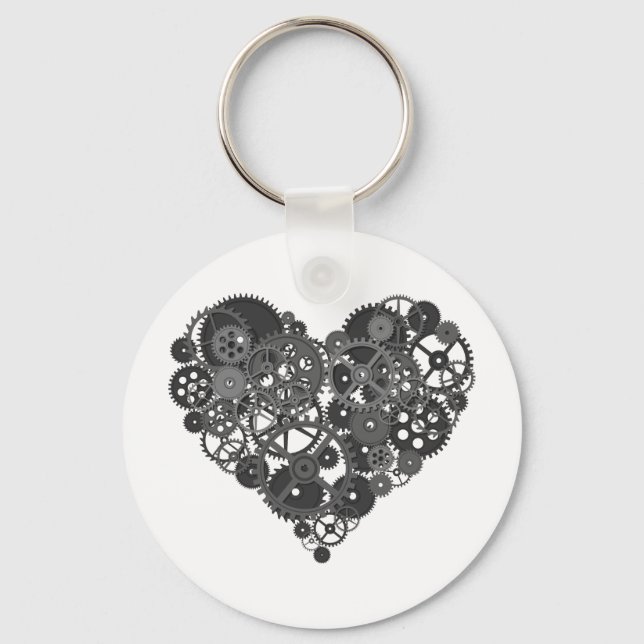 Grey Gears Heart Keychain (Front)