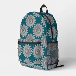 Grey Gears Printed Backpack