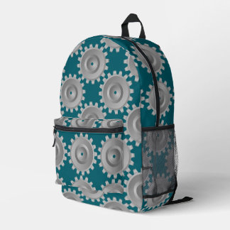 Grey Gears Printed Backpack