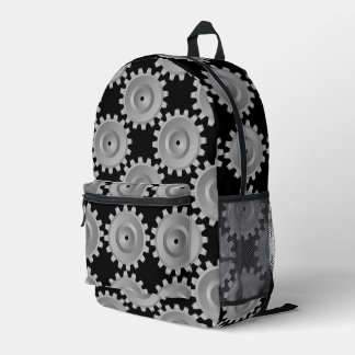 Grey Gears Printed Backpack