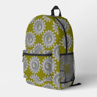 Grey Gears Printed Backpack