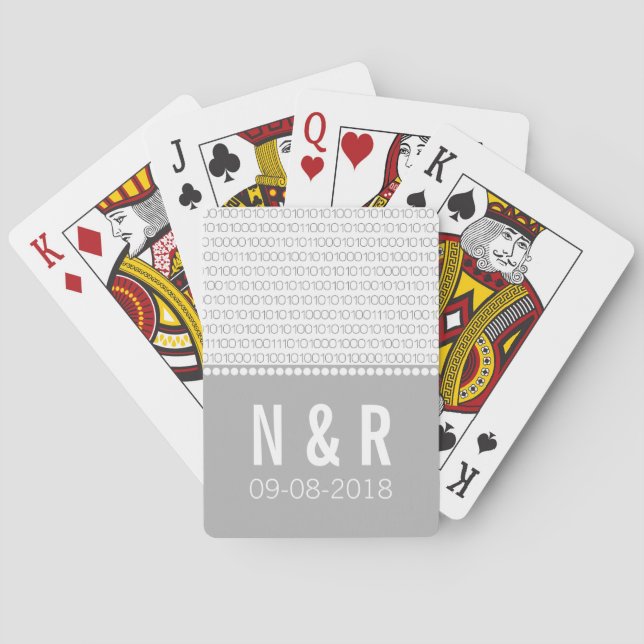 Grey Geek Chic Binary Code Playing Cards (Back)