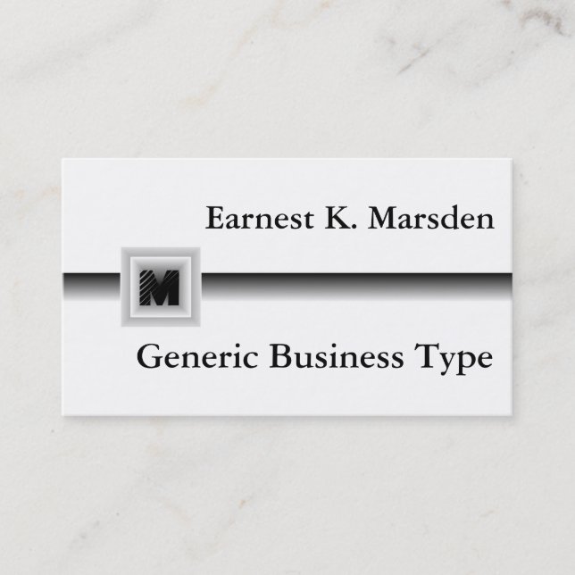 Grey Generic Monogram Name Card (Front)