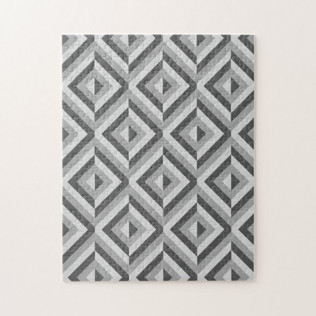 Grey Geometric Diamond Pattern Frustrating Jigsaw Puzzle (Vertical)