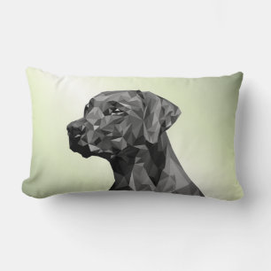 Grey Geometric Dog Green Lumbar Pillow