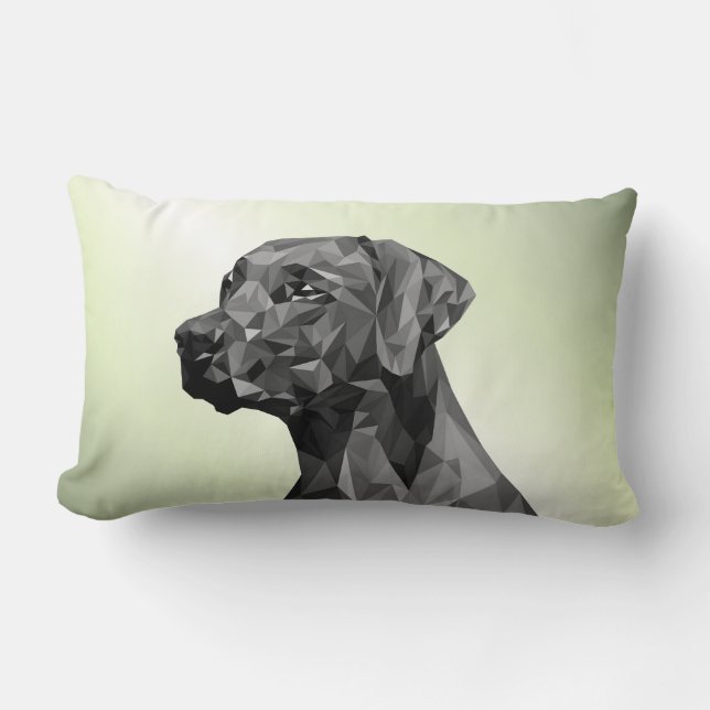 Grey Geometric Dog Green Lumbar Pillow (Front)