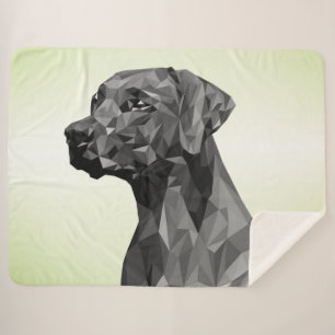 Grey Geometric Dog Green Sherpa Blanket