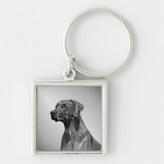 Grey Geometric Dog Keychain