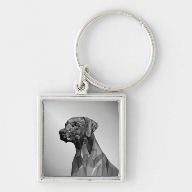 Grey Geometric Dog  Keychain (Front)