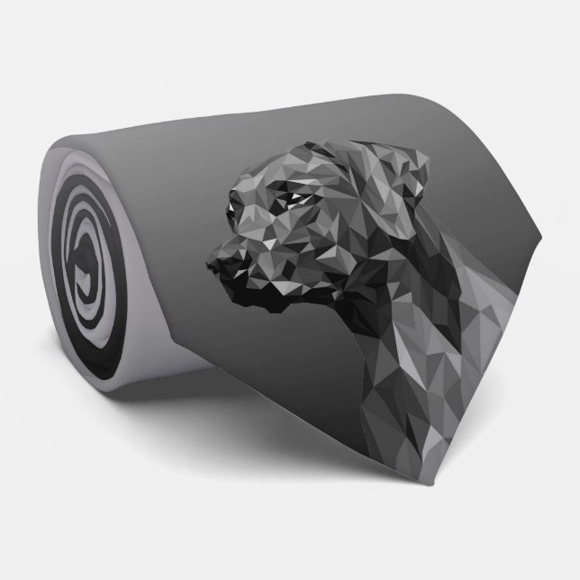 Grey Geometric Dog  Tie (Rolled)
