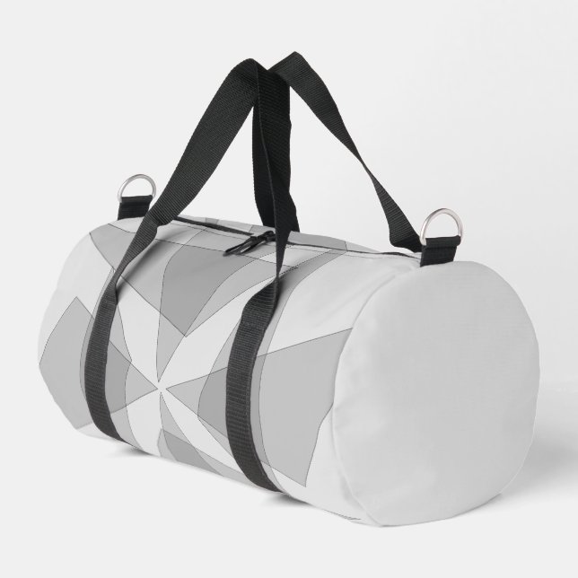 Grey Geometric  Duffle Bag (Left Corner)